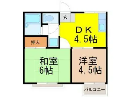 コーポ岩津(2DK/2階)の間取り写真