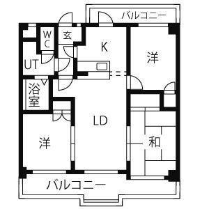 BELLA植田山(3LDK/1階)の間取り写真