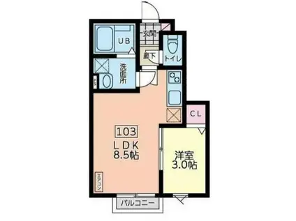 デュマンII(1LDK/1階)の間取り写真