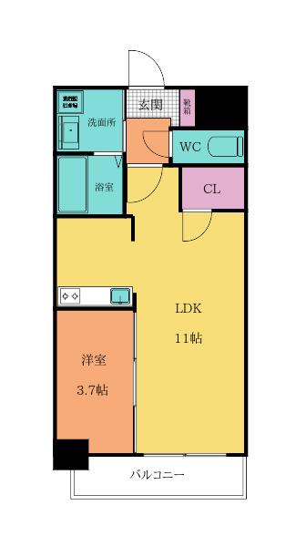 PLACE COURT(1LDK/3階)の間取り写真