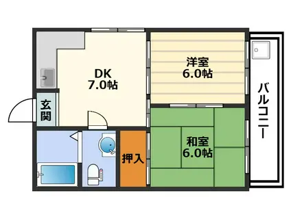 第2渡部ビル(2DK/3階)の間取り写真