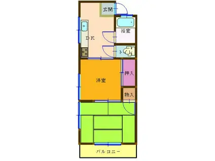 浜辺荘(2DK/2階)の間取り写真