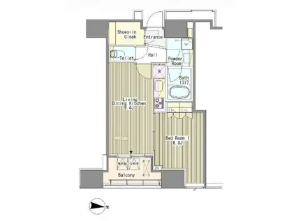 ホワイトタワー浜松町(1LDK/20階)の間取り写真