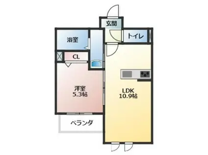 アジュール(1LDK/1階)の間取り写真