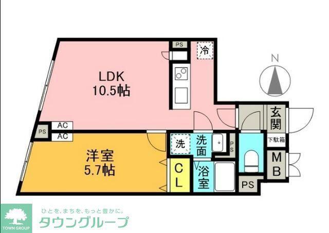 G.T.A. 中野坂上(1LDK/4階)の間取り写真