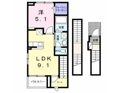 デュルセ大財(1LDK/3階)の間取り写真