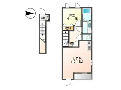 ランドスケープANDOII(1LDK/2階)の間取り写真