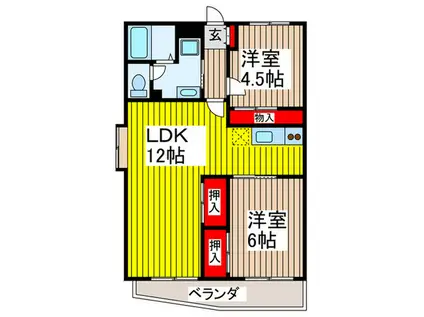 ハイツ与野(2LDK/4階)の間取り写真