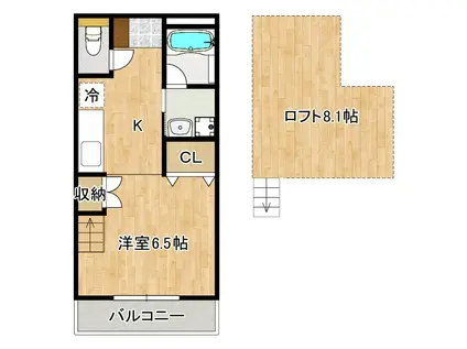 ウッディーコート筑紫野(1K/1階)の間取り写真