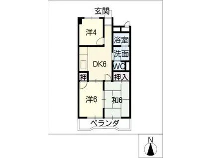 メゾン和幸(3DK/4階)の間取り写真