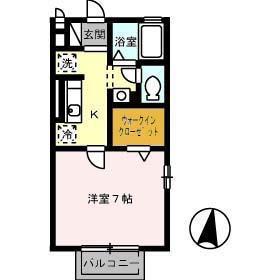 MANOCASTELLOC棟(1K/2階)の間取り写真