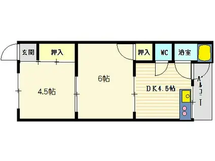 第1松雅荘(2DK/1階)の間取り写真