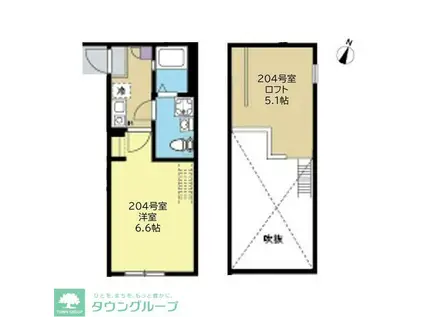 C.B.GREY.東林間(1K/2階)の間取り写真