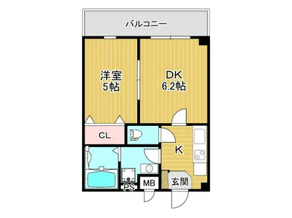 有野中町1マンション(1DK/2階)の間取り写真