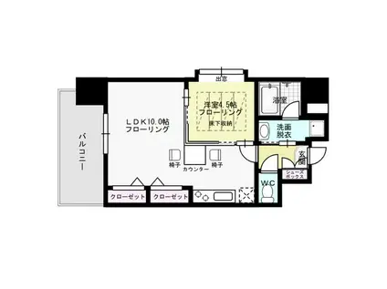 エステートモア天神マリーナ(1LDK/12階)の間取り写真