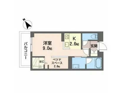 クリソベリル(ワンルーム/2階)の間取り写真