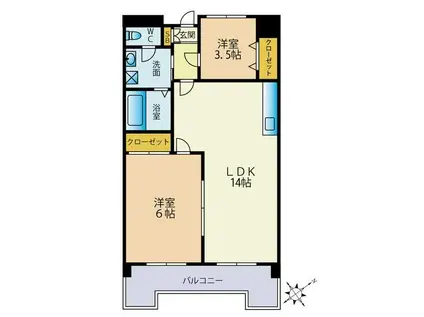 クレベール皇后崎(2LDK/8階)の間取り写真
