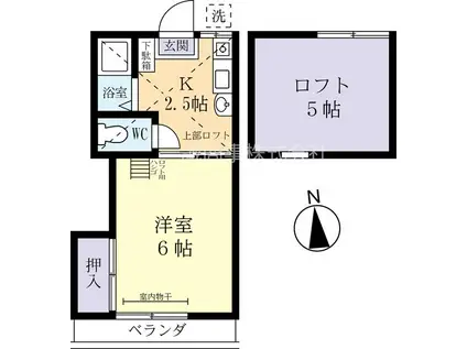 ルミナス春日(1K/2階)の間取り写真