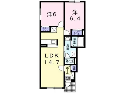 WORLD ORDER(2LDK/1階)の間取り写真