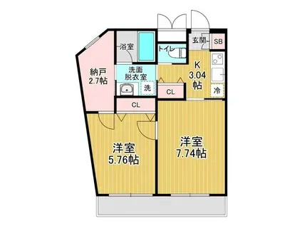 RICHESSE KARASUYAMA リシェスカラスヤマー(2K/4階)の間取り写真