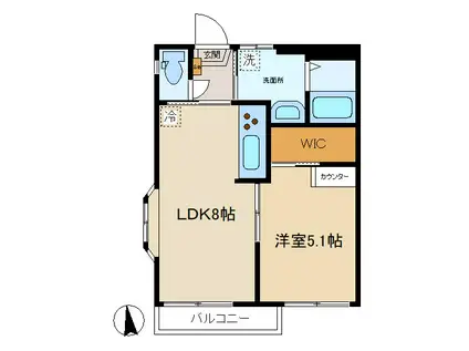 南荻ハイツ(1LDK/2階)の間取り写真