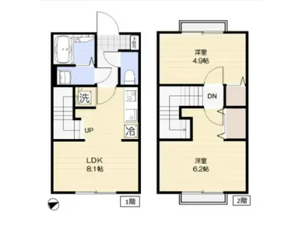 カームステージ国分寺A棟(2LDK/1階)の間取り写真