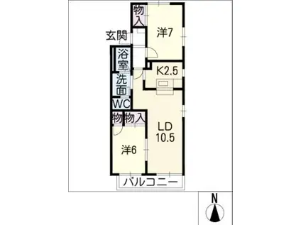 ドエルMASA(2LDK/1階)の間取り写真