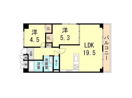 パークヴィラ白川台(2LDK/2階)の間取り写真