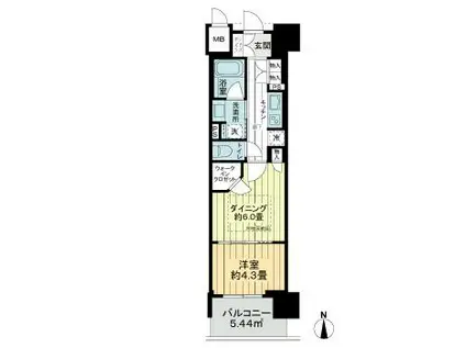 ブランズ大阪本町(1DK/14階)の間取り写真