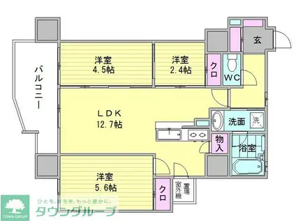 ONE PASEO(2SLDK/3階)の間取り写真