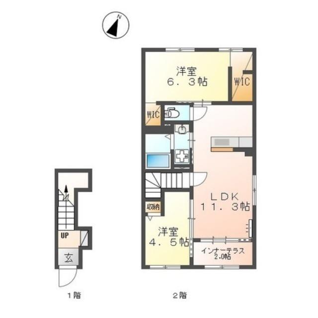 リヴィエール(2LDK/2階)の間取り写真