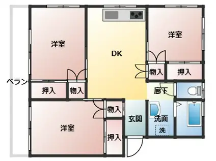 ラポールハイツ(3DK/1階)の間取り写真