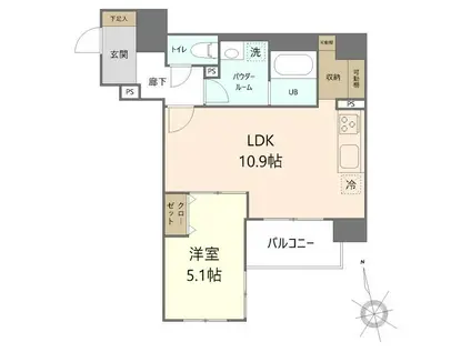 グリシーヌ(1LDK/7階)の間取り写真