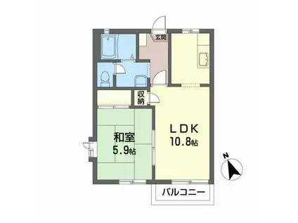 ドミールA(1LDK/2階)の間取り写真