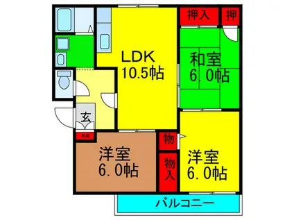 ヴェルドミール(3LDK/2階)の間取り写真