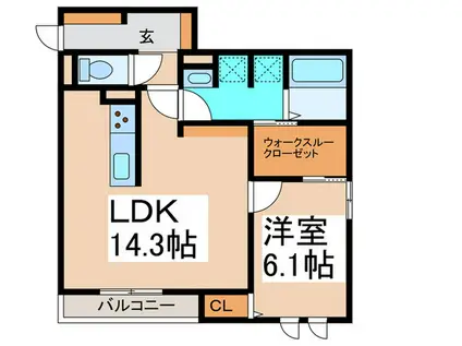スペチアーレ平野西(1LDK/1階)の間取り写真