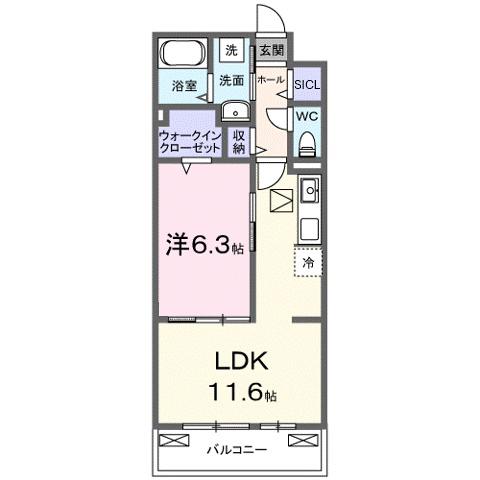 フルール近江(1LDK/1階)の間取り写真