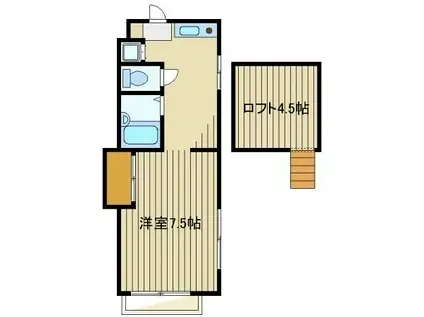 パーリーコースト(ワンルーム/2階)の間取り写真