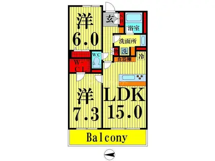 ロイヤルパークス西新井(2LDK/9階)の間取り写真