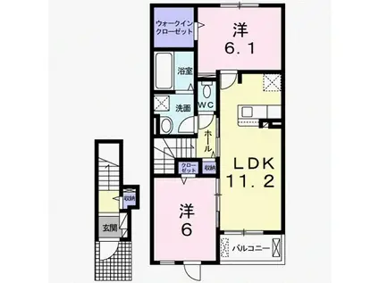 エヴァー・ガーデンA(2LDK/2階)の間取り写真