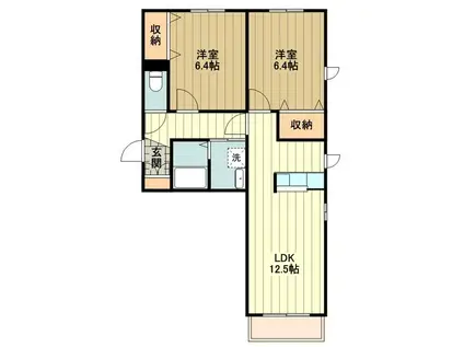 アリスティオ大南(2LDK/2階)の間取り写真