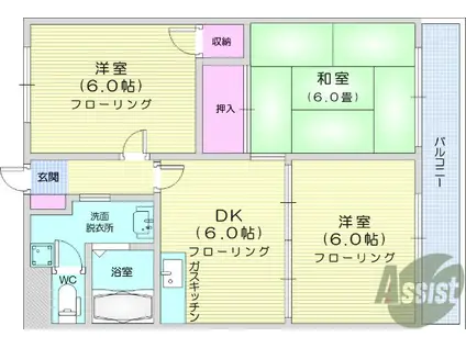 クオリティハイム協栄A(3DK/2階)の間取り写真