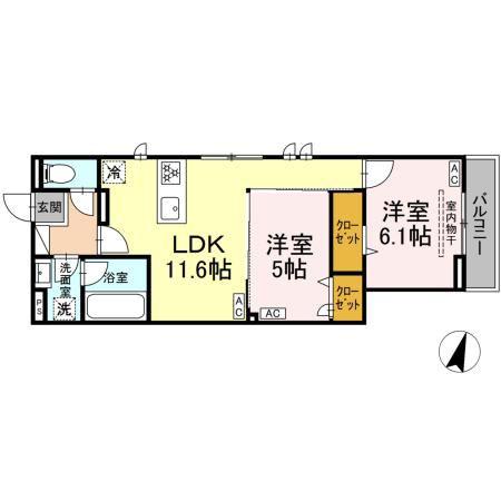 セレスティア扇VII(2LDK/2階)の間取り写真
