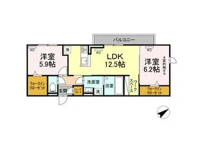 GRACE TSUKATA(2LDK/3階)の間取り写真