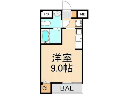 浅草むぎとろハイム(ワンルーム/4階)の間取り写真