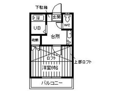 パレス日出山(1K/2階)の間取り写真