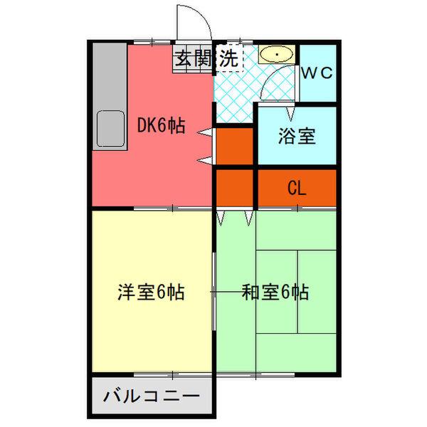 ナチュールハウス(2DK/1階)の間取り写真