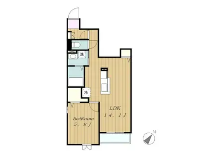 プラシードB(1LDK/1階)の間取り写真