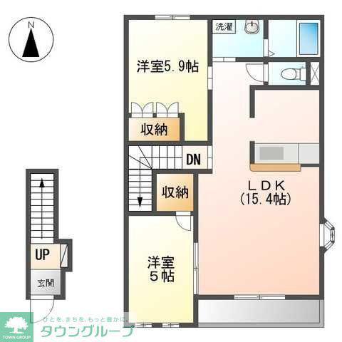ポラリス弐番館(2LDK/2階)の間取り写真