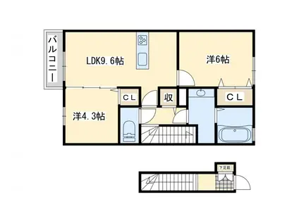 グランド ヒルズ(2LDK/2階)の間取り写真